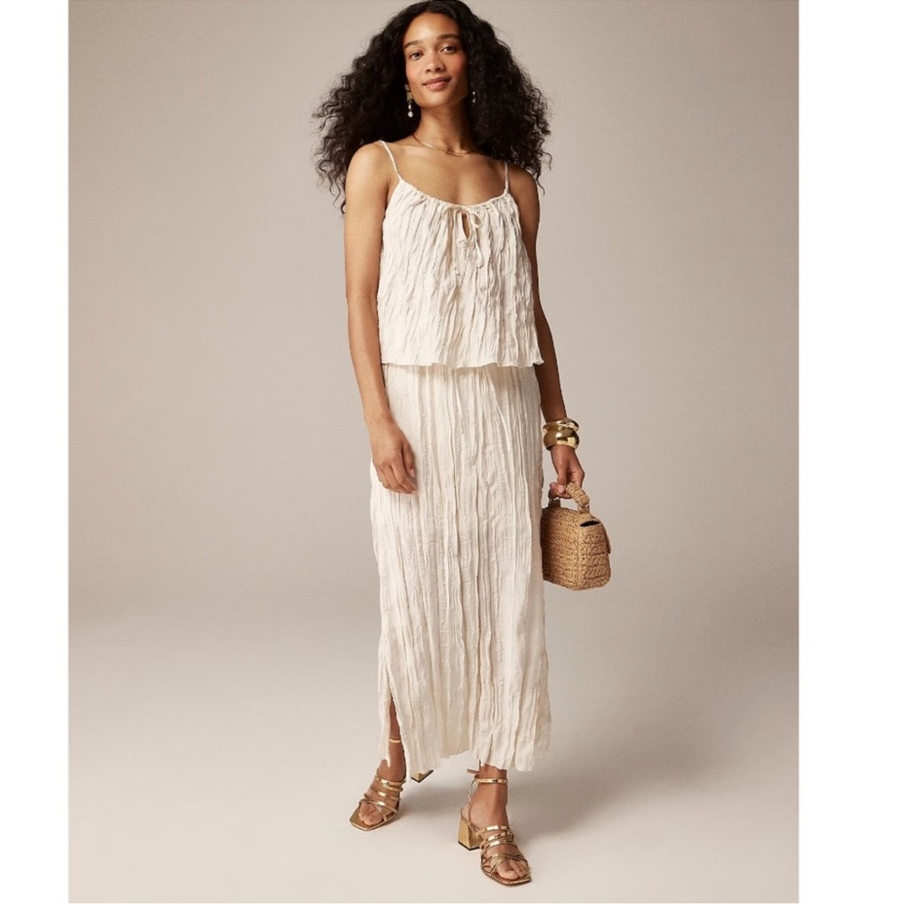 J Crew Crinkled Cream Skirt M
